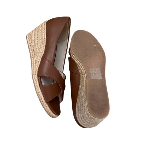 Jack Rogers Palmer Mocha Leather Open Toe Espadrilles 6 - Picture 6 of 7